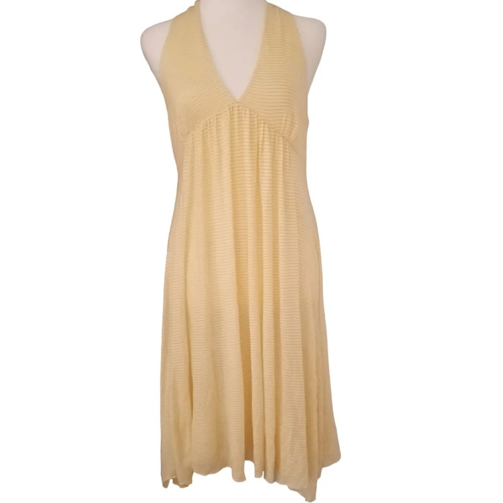Diane Von Furstenberg Yellow White Striped Theo Halter Dress Size 6 DVF